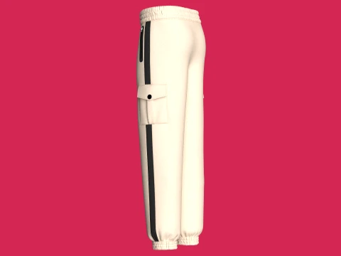 Men Utility Pocket Sweatpant With Side Stripes 3D Model