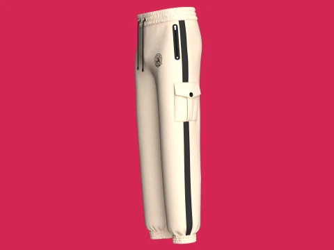 Men Utility Pocket Sweatpant With Side Stripes 3D Model