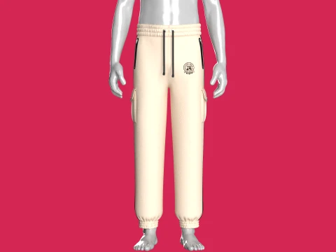 Men Utility Pocket Sweatpant With Side Stripes 3D Model