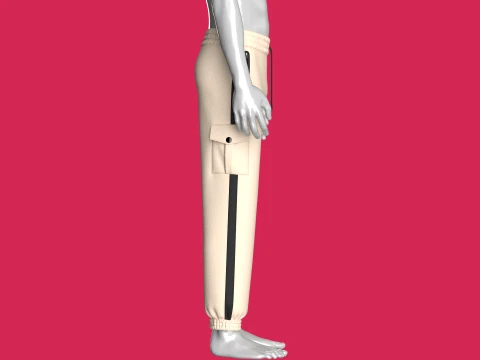 Men Utility Pocket Sweatpant With Side Stripes 3D Model
