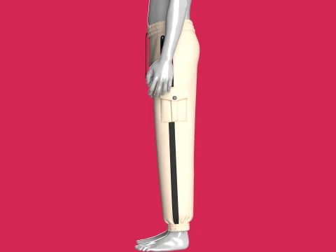 Men Utility Pocket Sweatpant With Side Stripes 3D Model