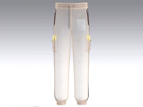 Men Utility Pocket Sweatpant With Side Stripes 3D Model