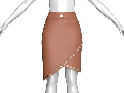 Girls Leather Skirt With Eyelet-Detail 3D Model
