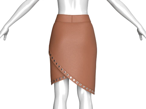 Girls Leather Skirt With Eyelet-Detail 3D Model