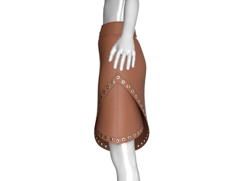 Girls Leather Skirt With Eyelet-Detail 3D Model