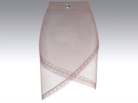 Girls Leather Skirt With Eyelet-Detail 3D Model