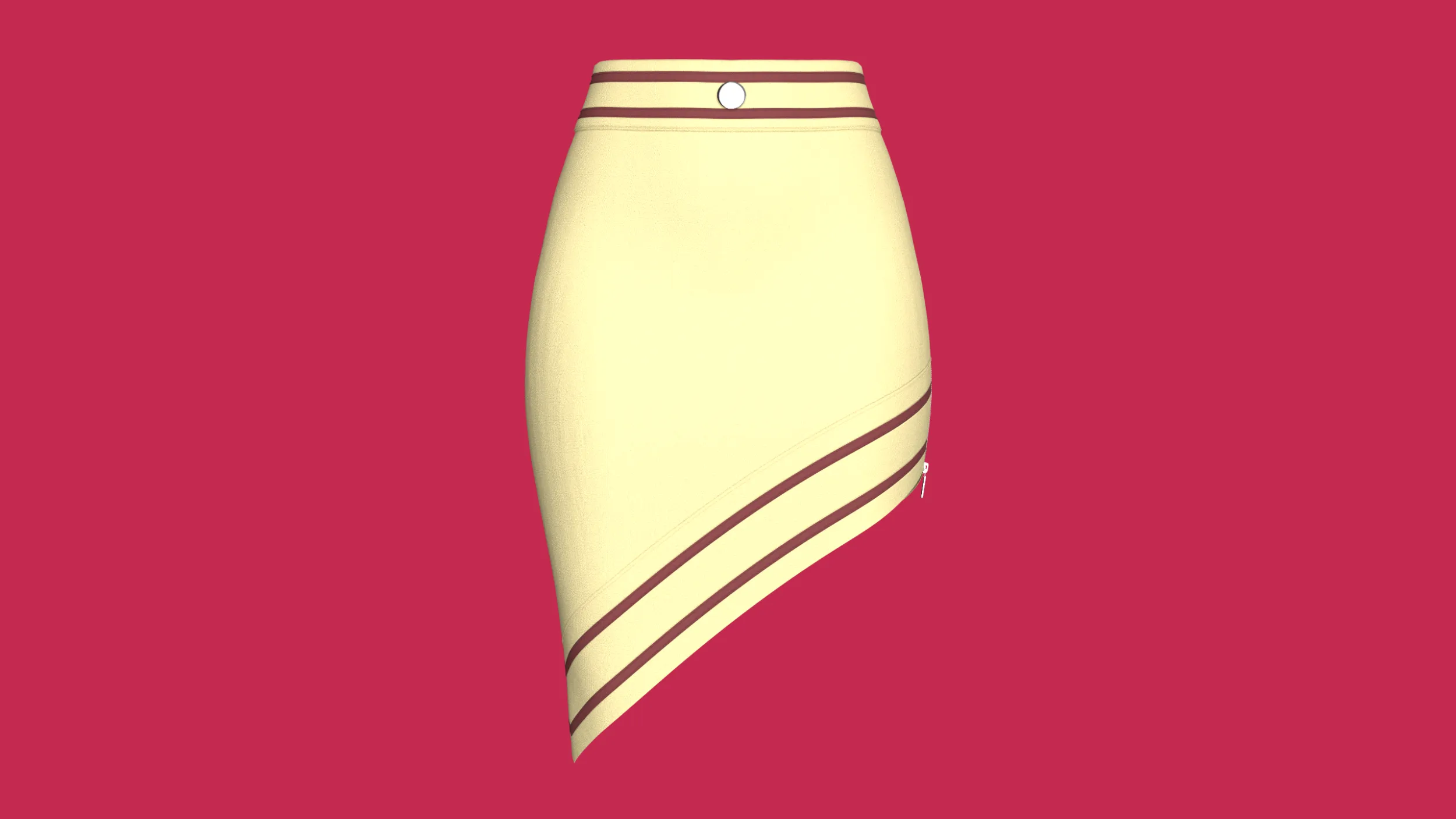 Girls Side Zipped Skirt With Striped 3D Model .c4d .max .obj .3ds .fbx .stl .blend 