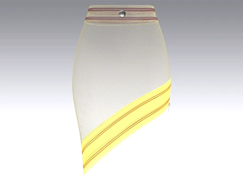 Girls Side Zipped Skirt With Striped 3D Model