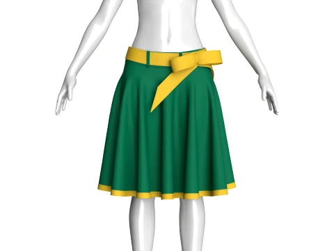Girls Flared Skirt 3D Model