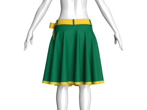 Girls Flared Skirt 3D Model