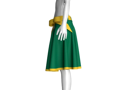 Girls Flared Skirt 3D Model