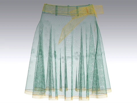 Girls Flared Skirt 3D Model