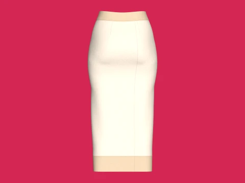 Girls Heart Printed Button-Up Pencil Midi Skirt 3D Model