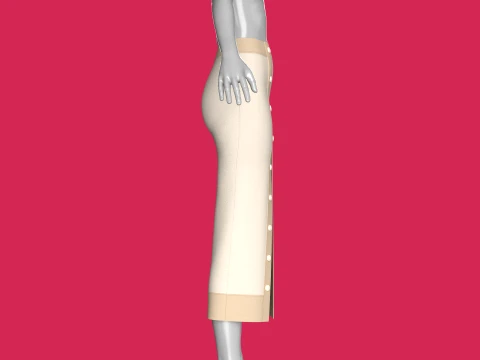 Girls Heart Printed Button-Up Pencil Midi Skirt 3D Model