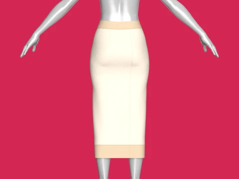 Girls Heart Printed Button-Up Pencil Midi Skirt 3D Model