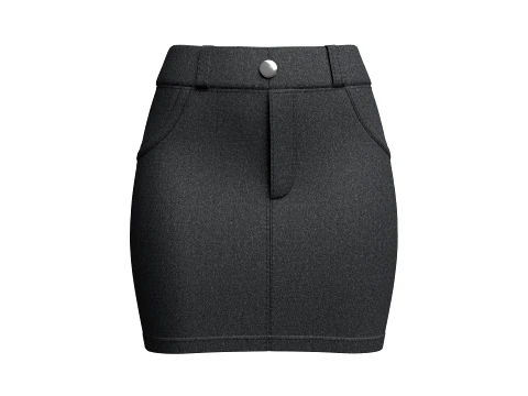 Minissaia lápis jeans de cintura alta para meninas Modelo 3D