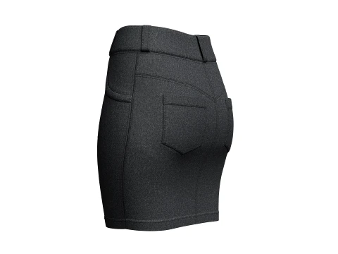Girls High-Waisted Denim Pencil Mini Skirt 3D Model