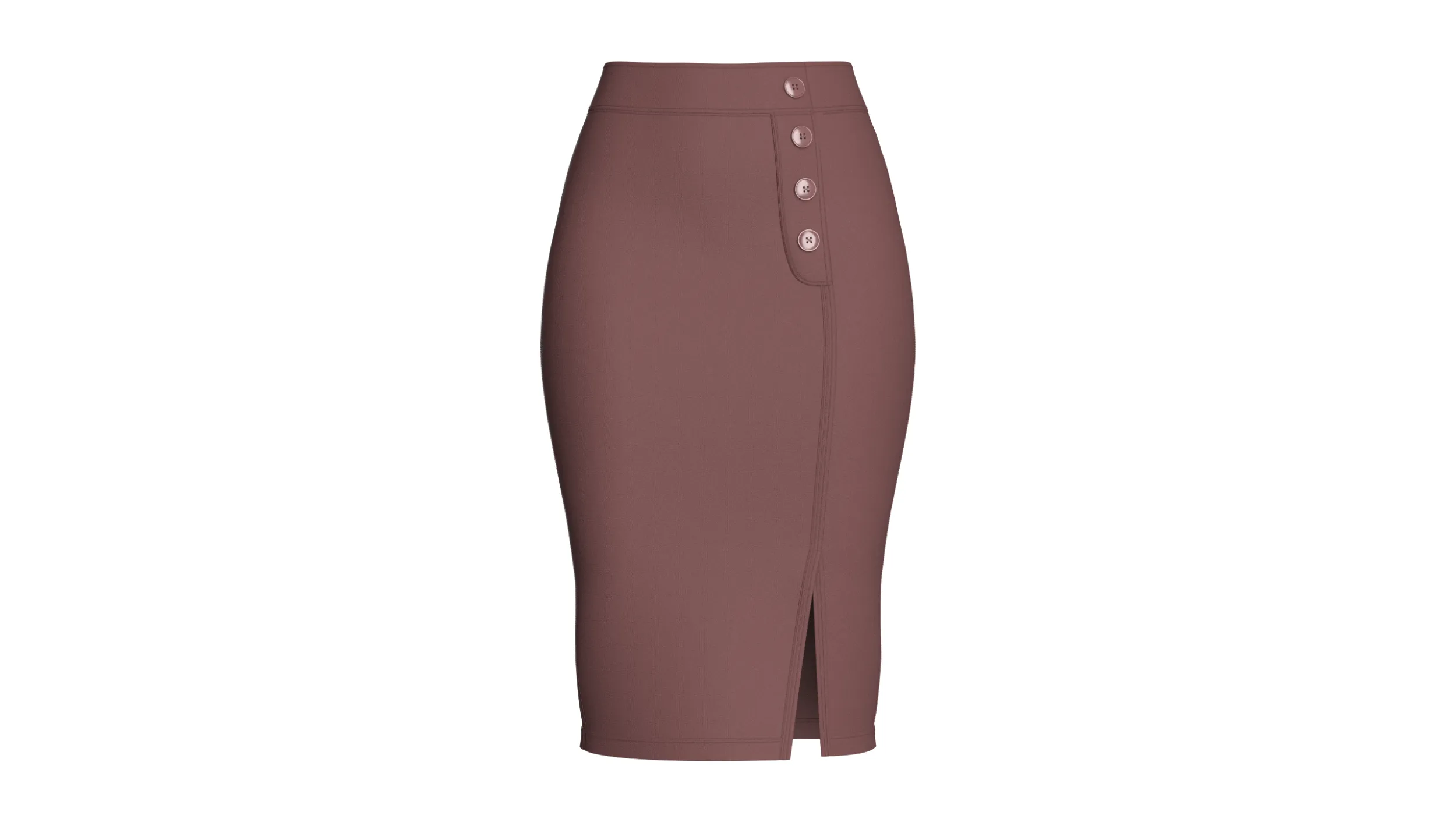 Girls High-Waisted Side Button Pencil Skirt 3D Model .c4d .max .obj .3ds .fbx .stl .blend