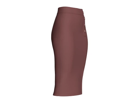 Girls High-Waisted Side Button Pencil Skirt 3D Model
