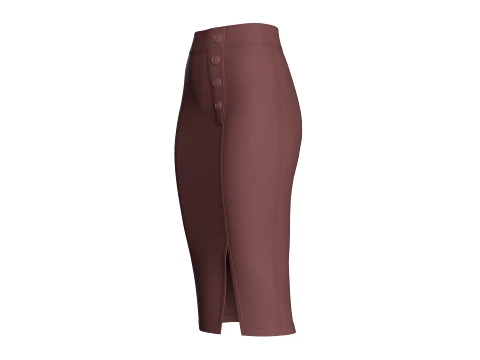 Girls High-Waisted Side Button Pencil Skirt 3D Model