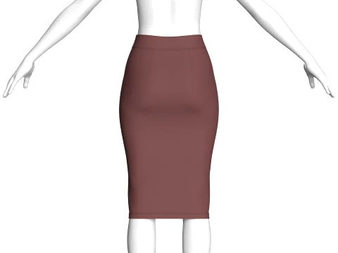 Girls High-Waisted Side Button Pencil Skirt 3D Model