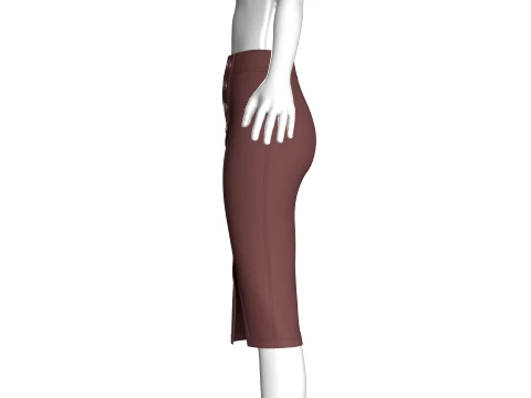 Girls High-Waisted Side Button Pencil Skirt 3D Model