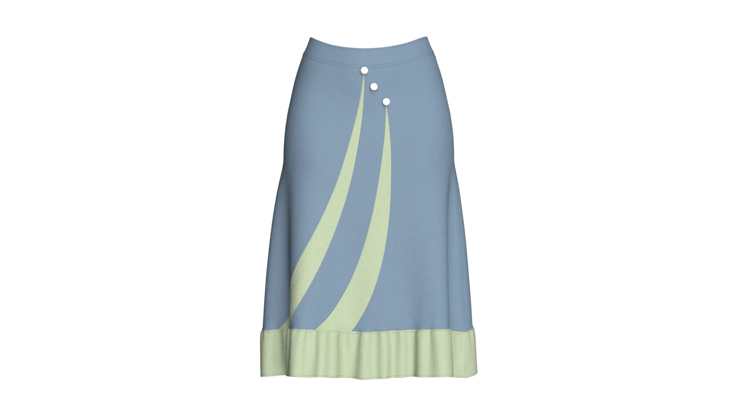 Girls Midi Skirt With Contrast Hem 3D Model .c4d .max .obj .3ds .fbx .stl .blend