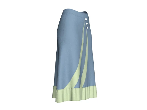 Girls Midi Skirt With Contrast Hem 3D Model