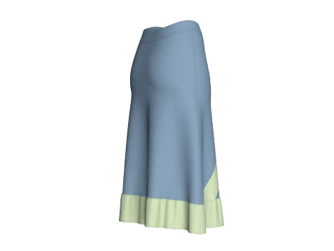 Girls Midi Skirt With Contrast Hem 3D Model