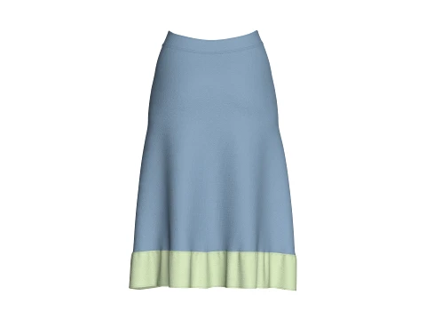 Girls Midi Skirt With Contrast Hem 3D Model
