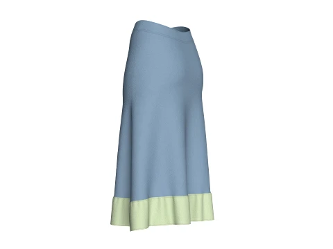 Girls Midi Skirt With Contrast Hem 3D Model