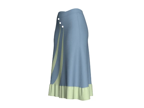 Girls Midi Skirt With Contrast Hem 3D Model