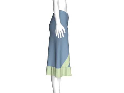 Girls Midi Skirt With Contrast Hem 3D Model