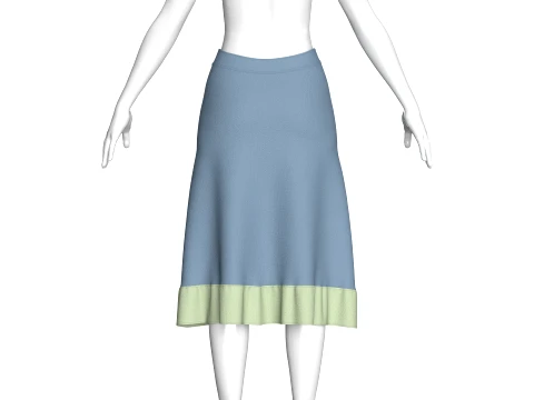 Girls Midi Skirt With Contrast Hem 3D Model