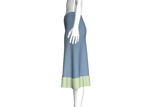 Girls Midi Skirt With Contrast Hem 3D Model