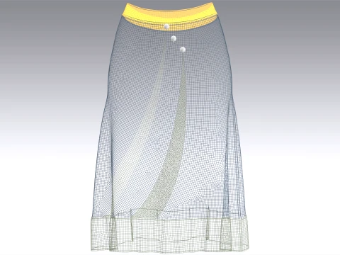 Girls Midi Skirt With Contrast Hem 3D Model