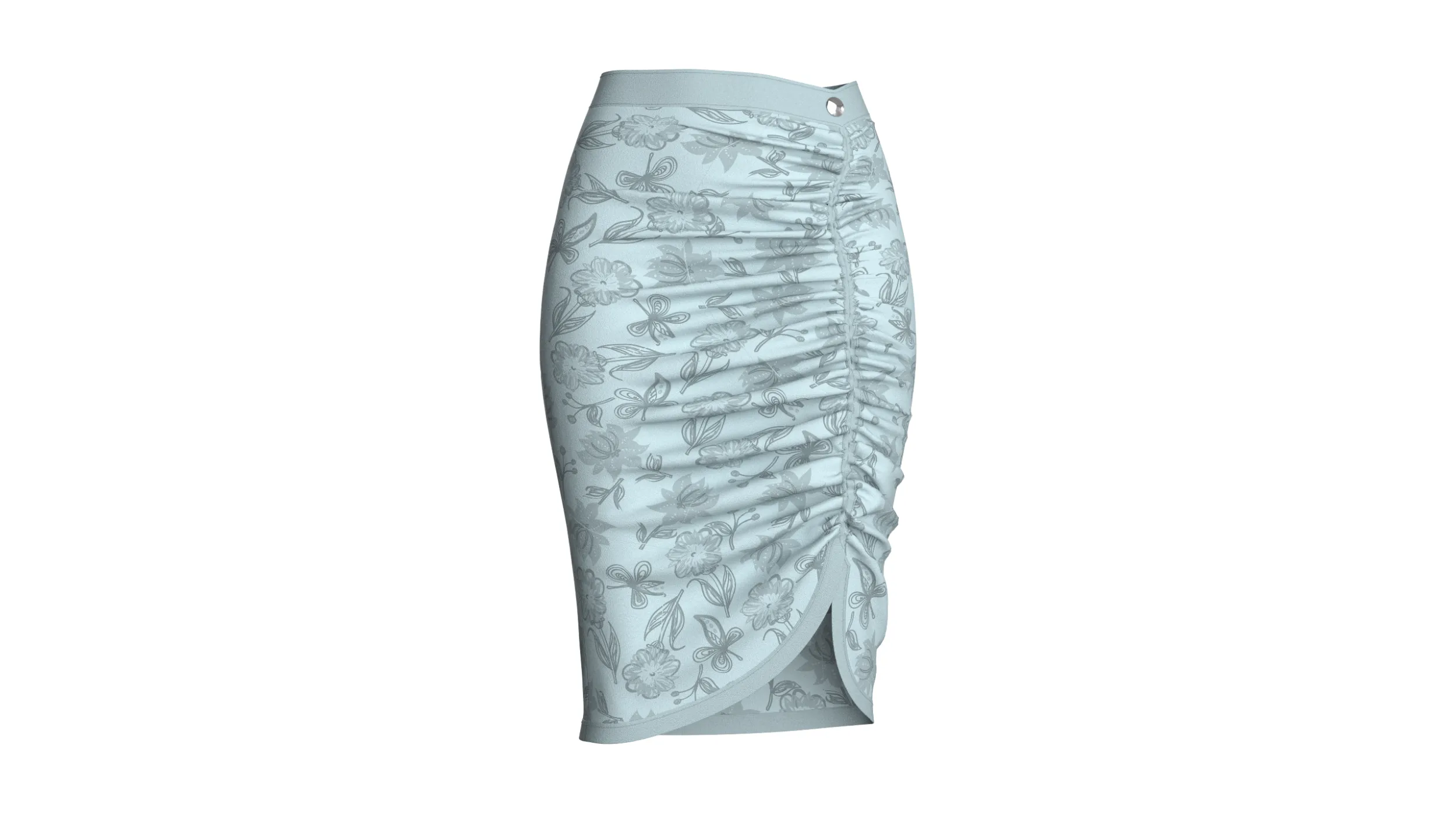 Girls Printed Side-Slit Midi Skirt 3D Model .c4d .max .obj .3ds .fbx .stl .blend