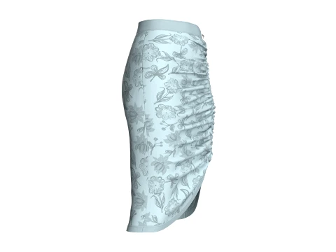 Girls Printed Side-Slit Midi Skirt 3D Model