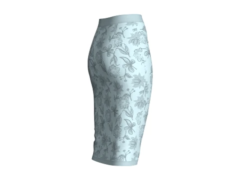 Girls Printed Side-Slit Midi Skirt 3D Model