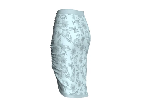 Girls Printed Side-Slit Midi Skirt 3D Model
