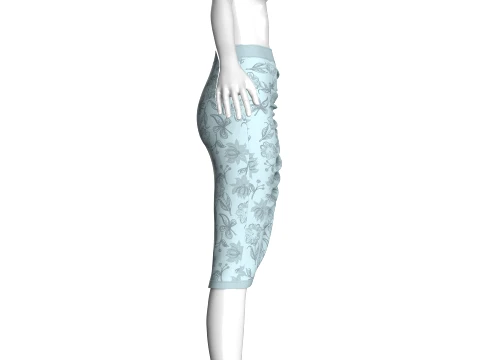 Girls Printed Side-Slit Midi Skirt 3D Model