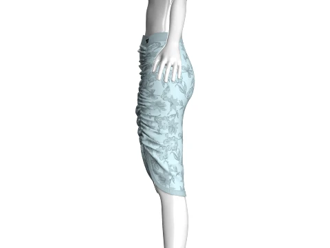 Girls Printed Side-Slit Midi Skirt 3D Model