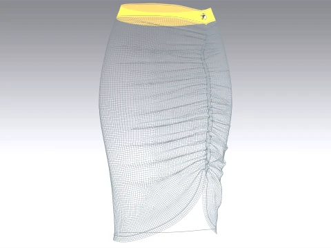 Girls Printed Side-Slit Midi Skirt 3D Model