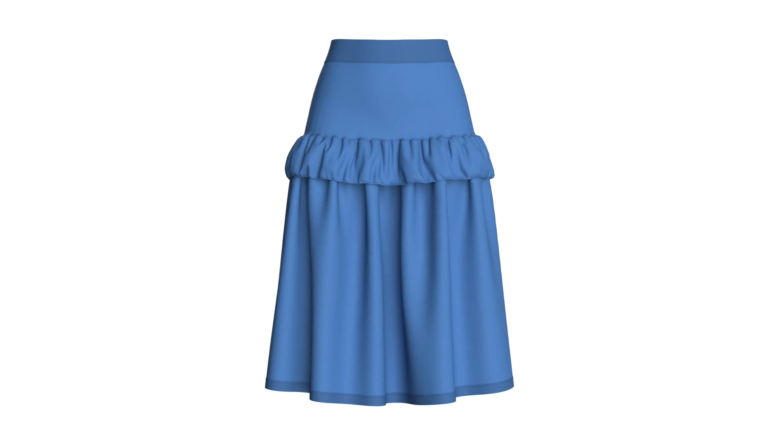 Girls Tiered Ruffled Midi Skirt 3D Model .c4d .max .obj .3ds .fbx .stl .blend