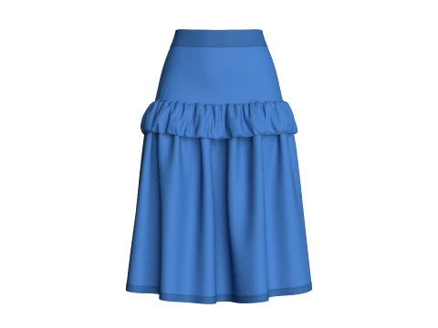 Saia midi com babados em camadas para meninas Modelo 3D