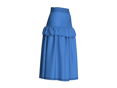 Girls Tiered Ruffled Midi Skirt 3D Model
