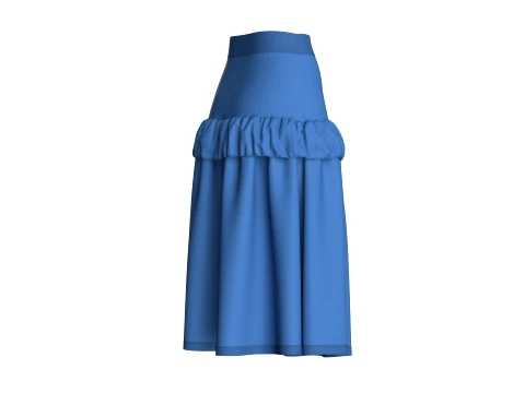 Girls Tiered Ruffled Midi Skirt 3D Model