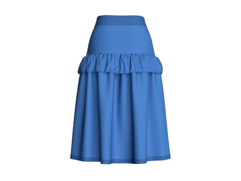 Girls Tiered Ruffled Midi Skirt 3D Model