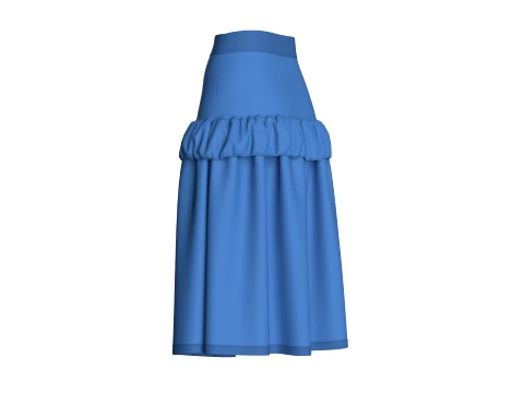 Girls Tiered Ruffled Midi Skirt 3D Model