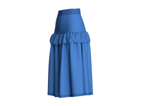 Girls Tiered Ruffled Midi Skirt 3D Model